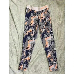 Nike Pro Hyperwarm Tight Leggings Camo Training Medium Orange Purple Girls youth